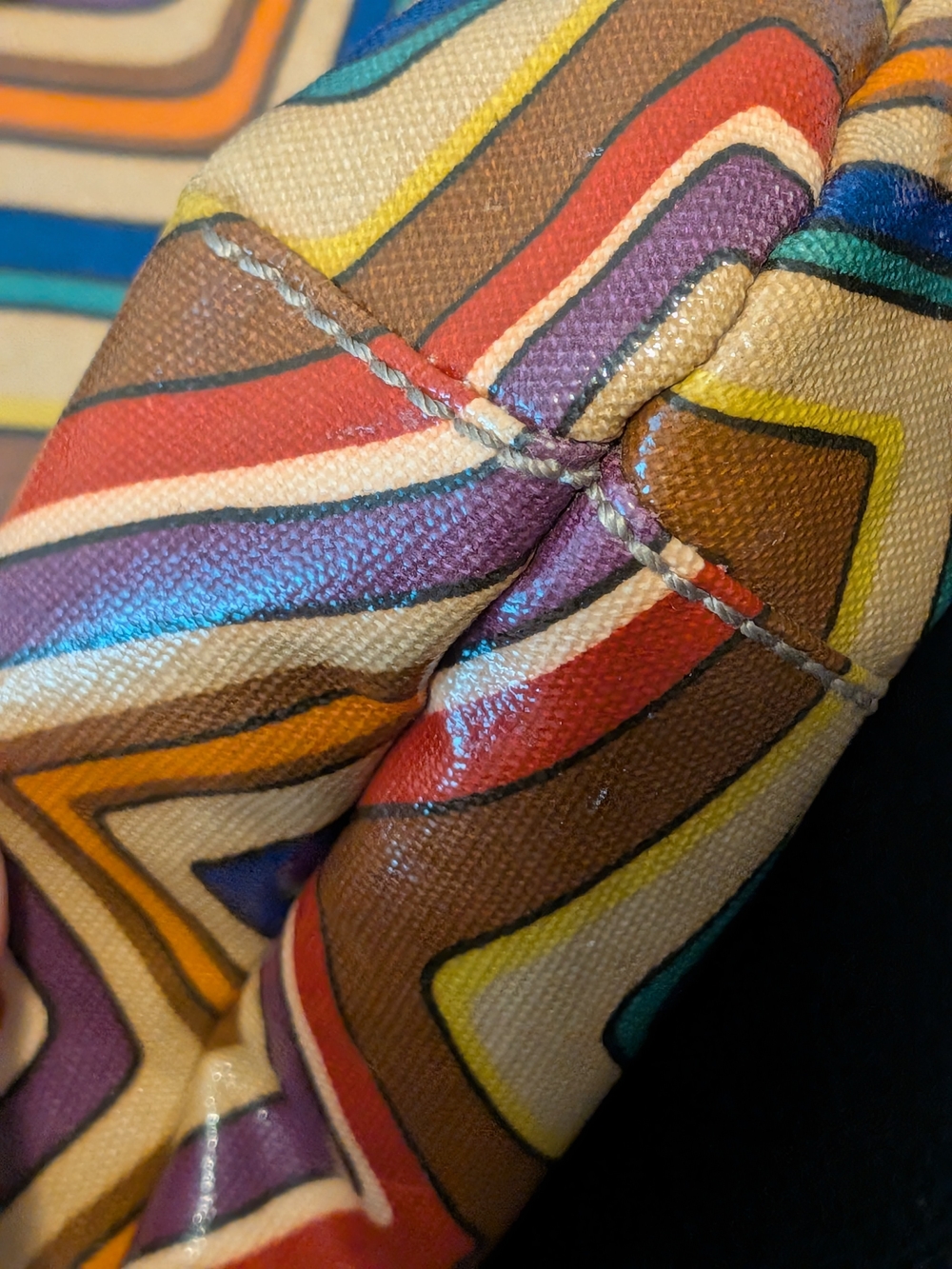 Fossil Chevron Multi-Color Crossbody Bag with Blue Top Panel - Picture 4 of 12